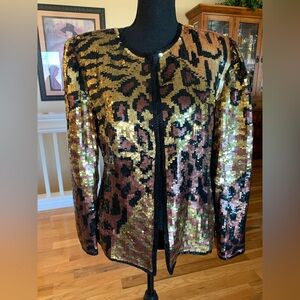 Laurence Kazar Vintage Gold and Black Sequin Blazer